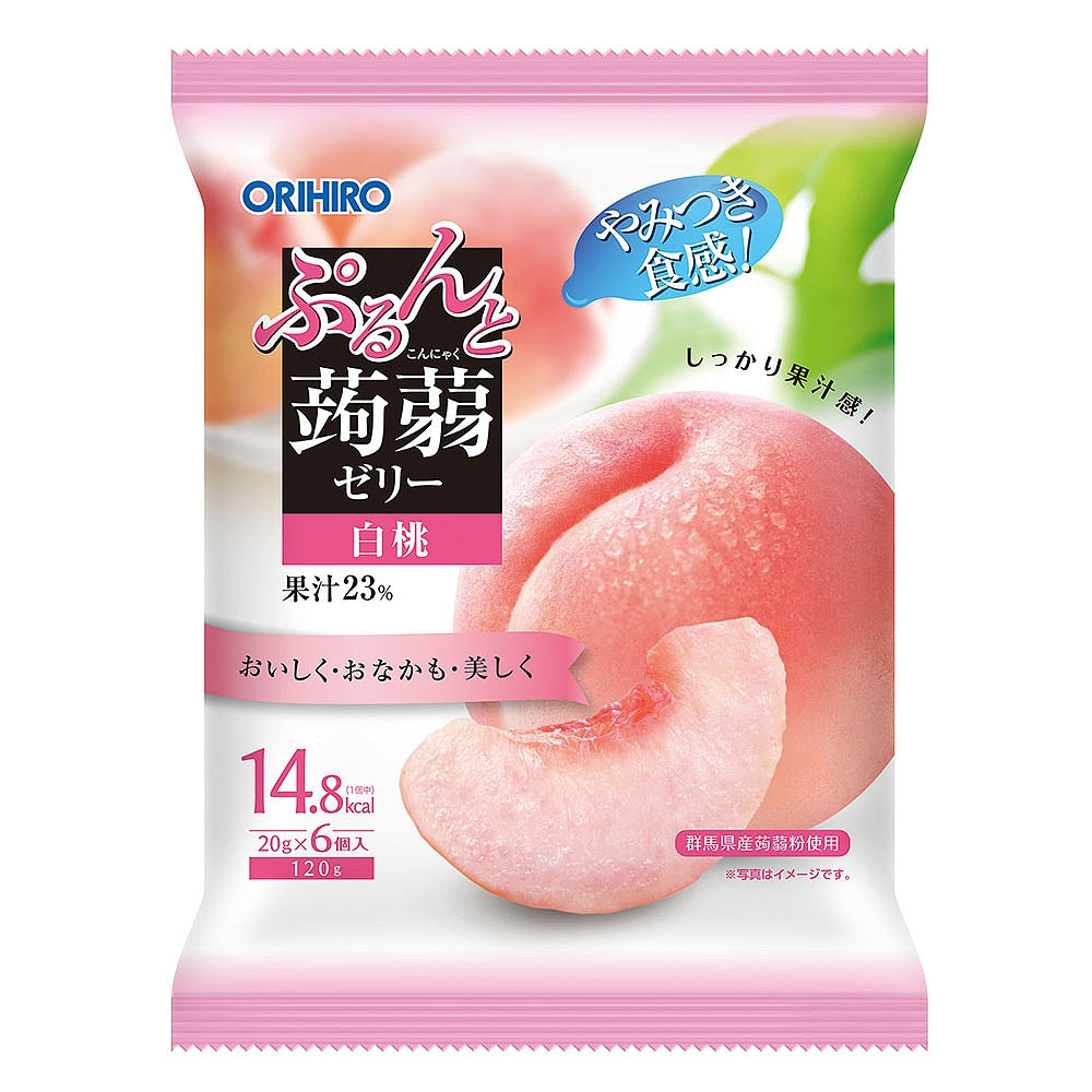 Orihiro-Japanese-Konjac-Jelly---White-Peach-Flavour,-6-Pack,-120g-1