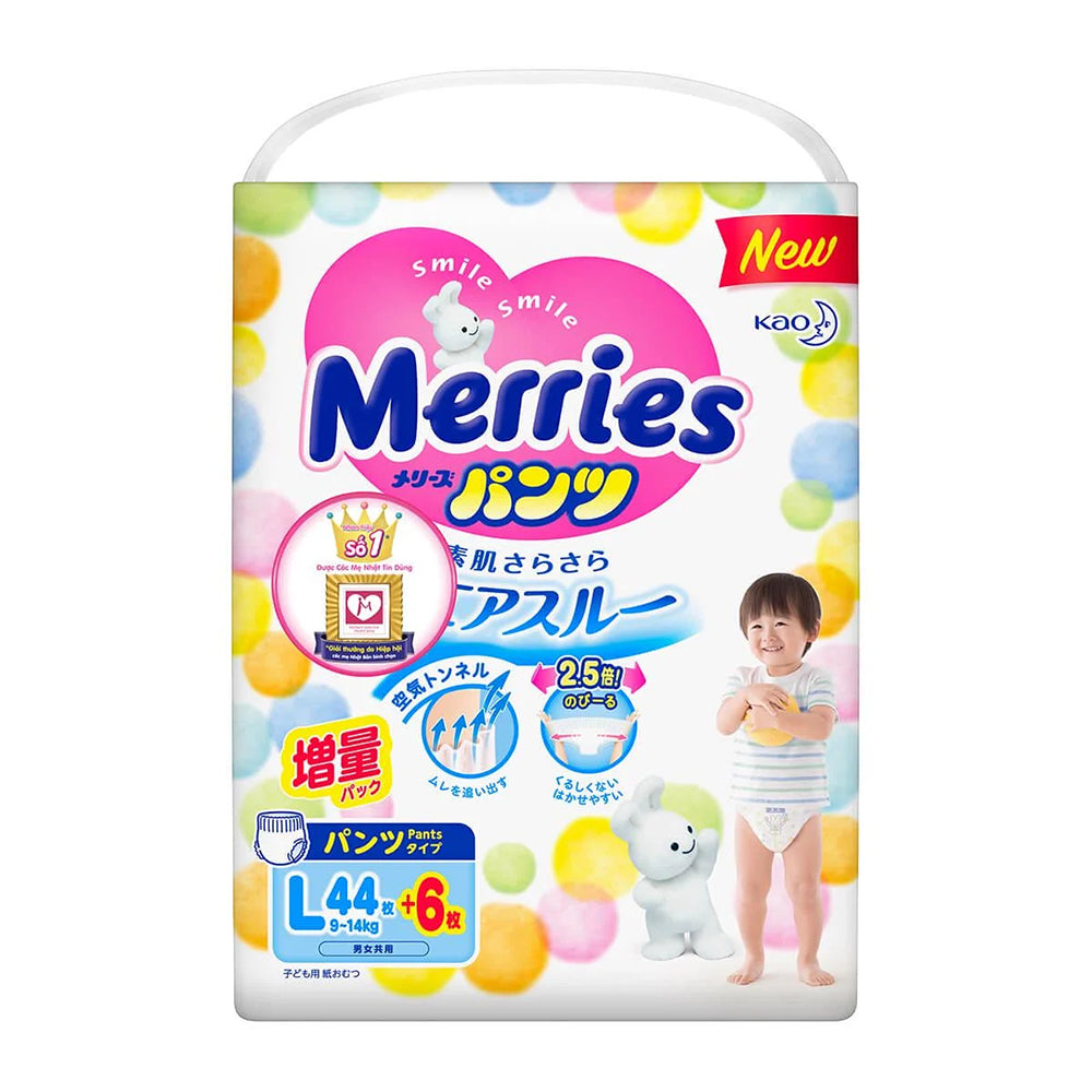 Merries-Children's-Pull-Up-Pants-L-Size---Suitable-for-9-14kg,-44+6-Pieces-1