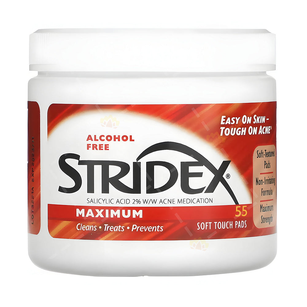 Stridex-2%-Salicylic-Acid-Acne-Cleansing-Pads,-Red-Enhanced-Version,-55-Pieces-1