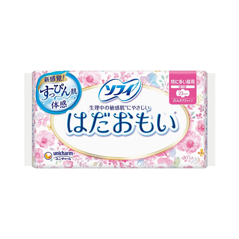 Unicharm-Sofy-Gentle-Skin-Series-Daily-Use-Sanitary-Pads-with-Wings,-23cm,-Pack-of-20-1