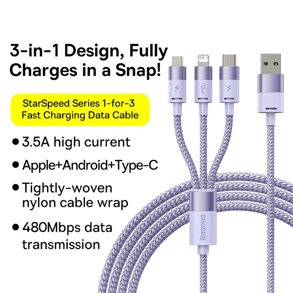 Baseus-StarSpeed-Series-3-in-1-Fast-Charging-Data-Cable-USB-to-M+L+C-3.5A-1.2m-Purple-1