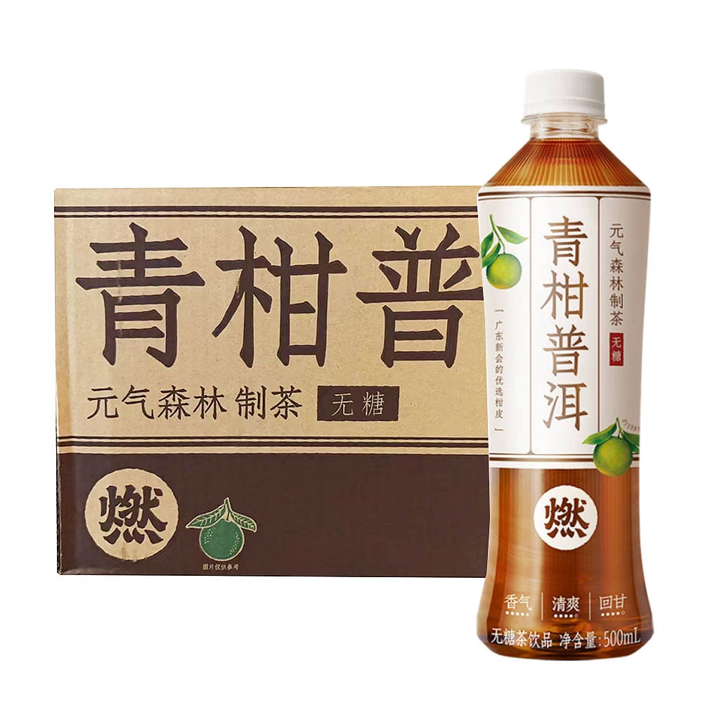 [Full-Case]-Genki-Forest-Green-Tangerine-Pu'er-Tea,-Sugar-Free,-500ml*15-Bottles/Case-1