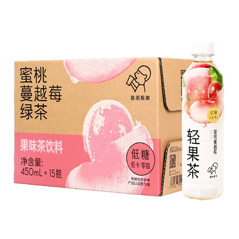 [Full-Case]-Xicha-Light-Fruit-Tea-Peach-Cranberry-Green-Tea-Drink-450ml*15-1