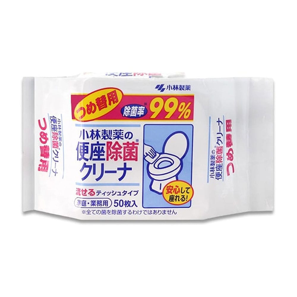 Kobayashi-Pharmaceutical-Toilet-Seat-Disinfectant-Wipes-Refill-Pack,-50-Sheets-1