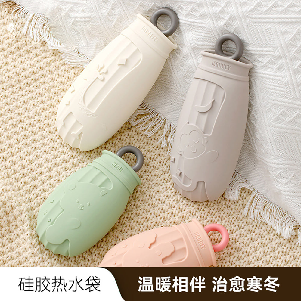 FaSoLa-Silicone-Hot-Water-Bottle-with-Knitted-Cover---Grey-Monkey,-500ml-1