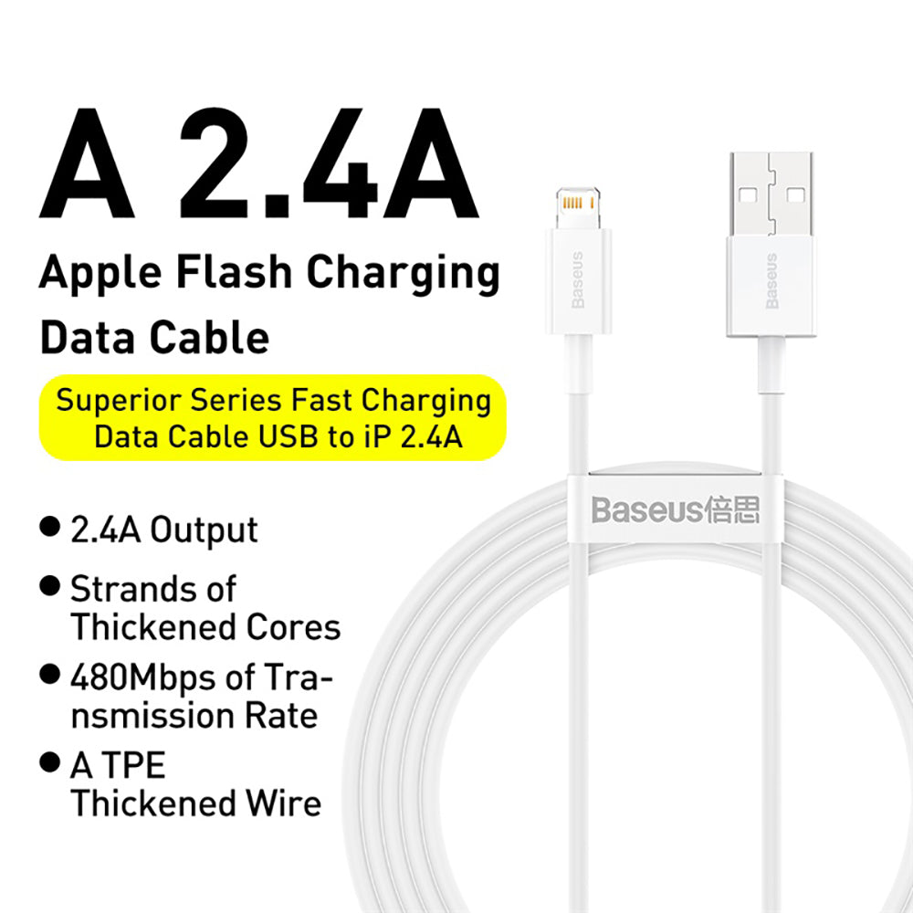 Baseus-Superior-Series-Fast-Charging-Data-Cable-USB-to-iP-2.4A-0.25m-White-1