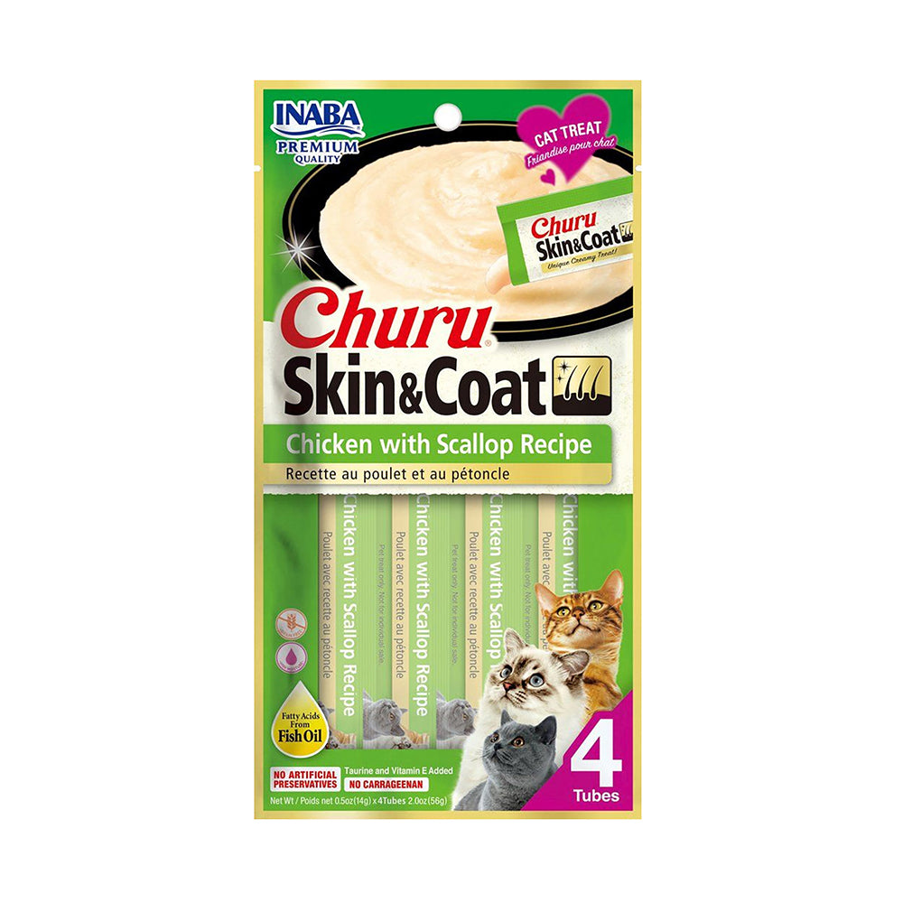 Inaba-Churu-Skin-&-Coat-Cat-Treats-Chicken-with-Scallop-Recipe---14g-x-4-Tubes-1