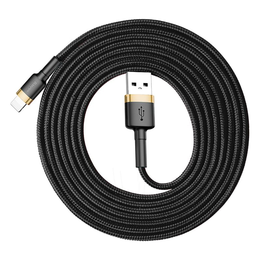 Baseus-Cafule-Lightning-USB-Cable-1.5A-2M---Gold-Shell-&-Black-Cord-1