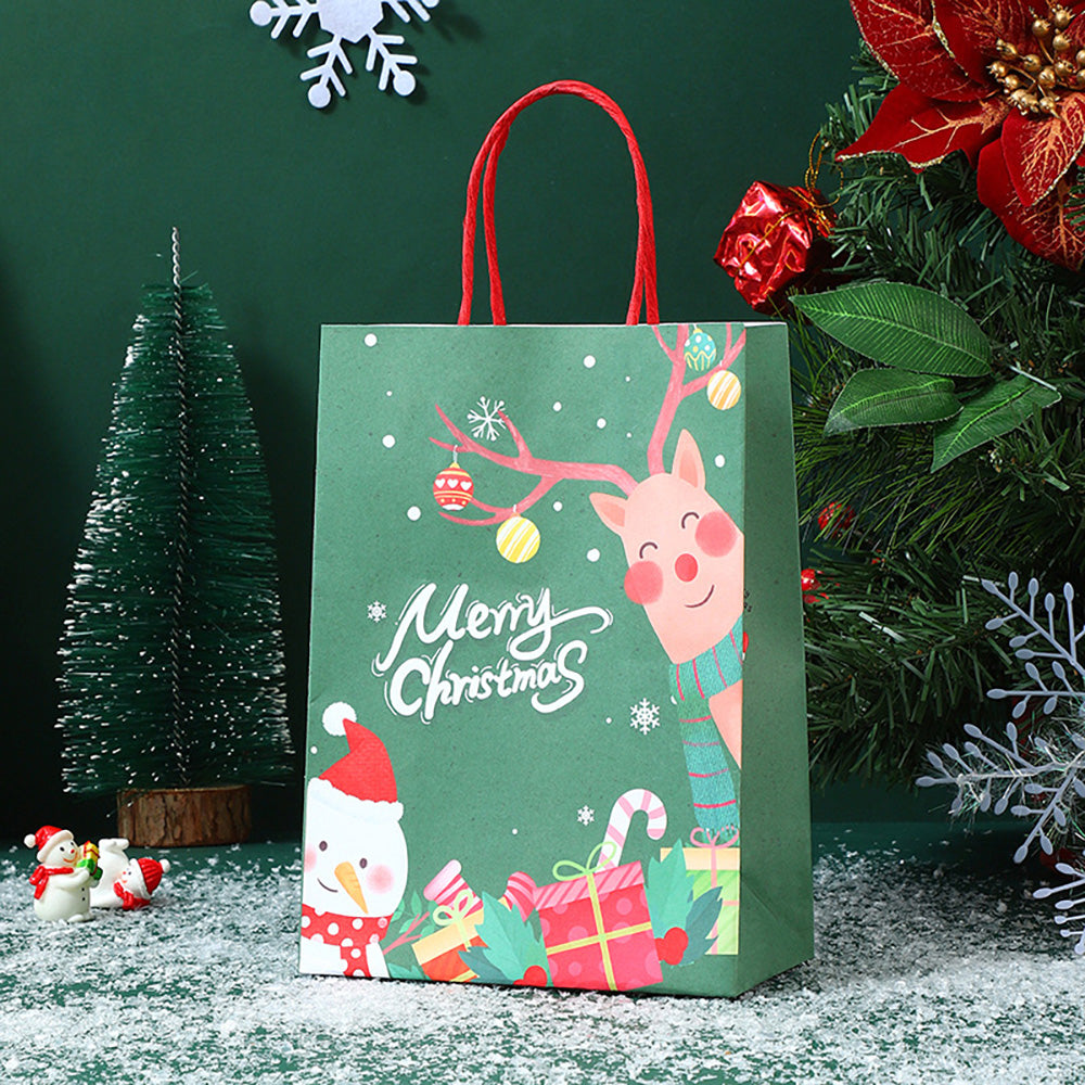 Ulife-Christmas-Gift-Bag-with-Green-Snowman-Design---Medium-21*27*11cm-1