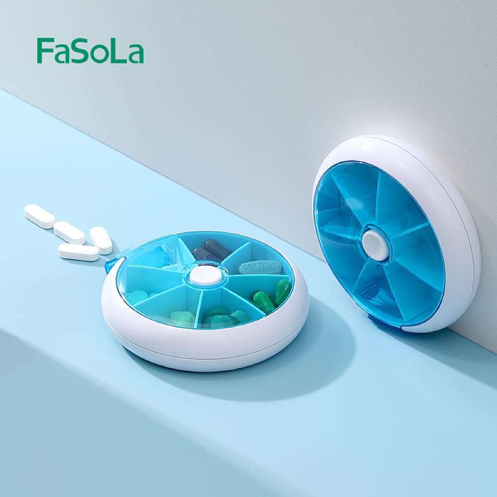 FaSoLa-Rotating-7-Compartment-Pill-Organizer---Blue,-9*2.5cm-1