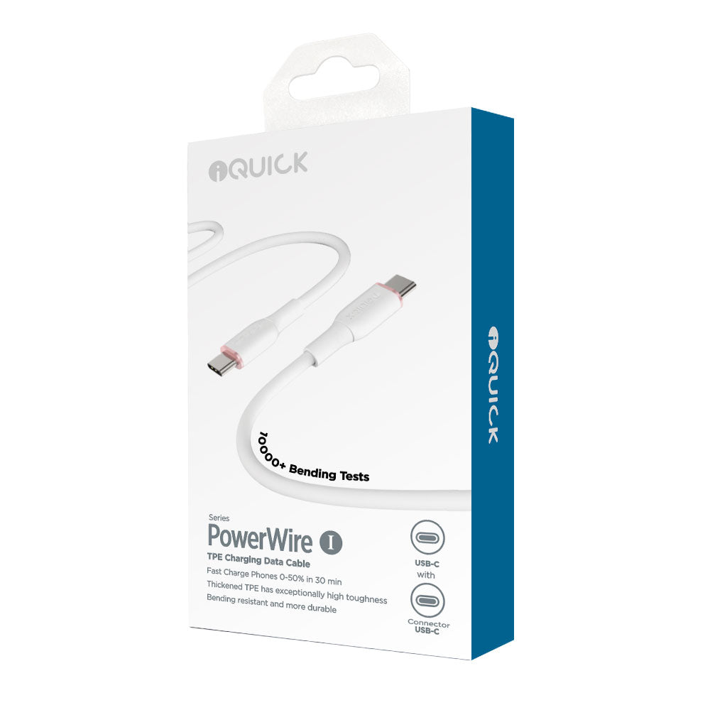 iQuick-Silicone-Charging-Data-Cable-Type-C-to-Type-C-3m-White-1