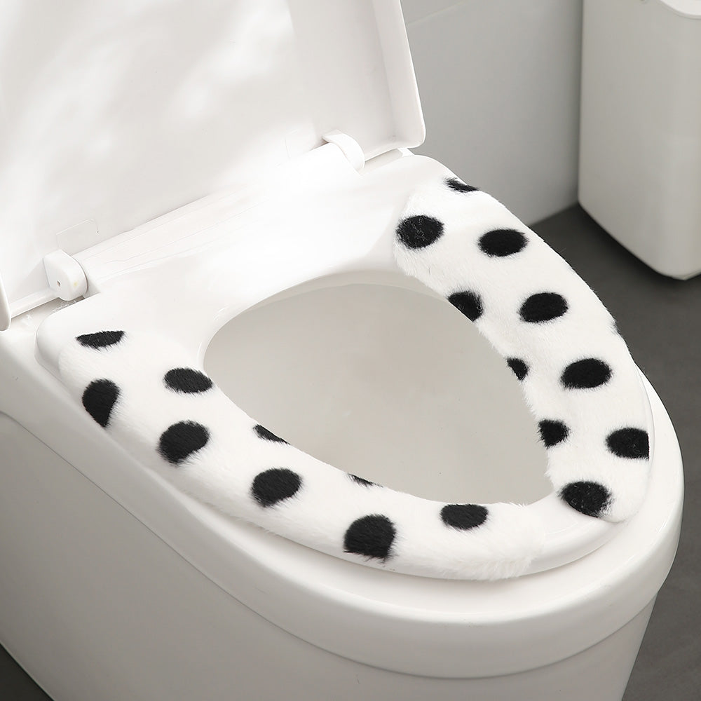 Fasola-Polka-Dot-Rabbit-Plush-Toilet-Seat-Cover---White,-1-Pair-1