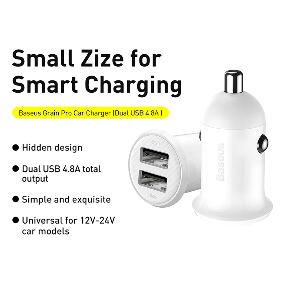 Baseus-Grain-Pro-Dual-USB-Car-Charger-4.8A---White-1