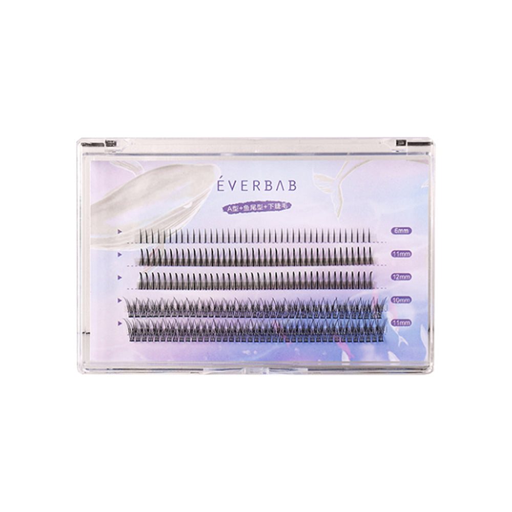 Everbab-Single-Cluster-False-Eyelashes-12mm-Extension---Type-A,-Fish-Tail,-Lower-Lashes-1