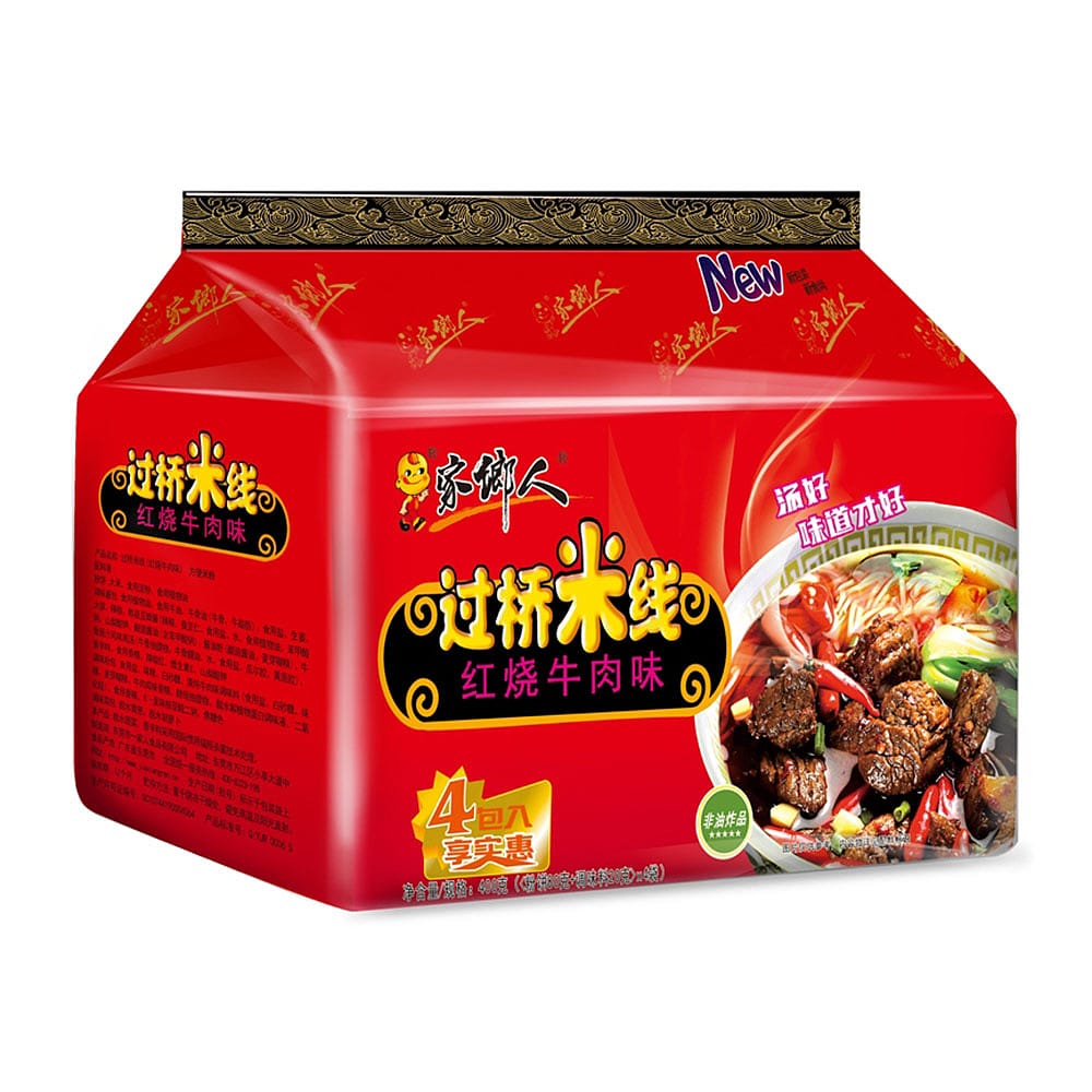 Jiaxiangren-Instant-Rice-Noodles-with-Braised-Beef-Flavor---4-Packs,-400g-1