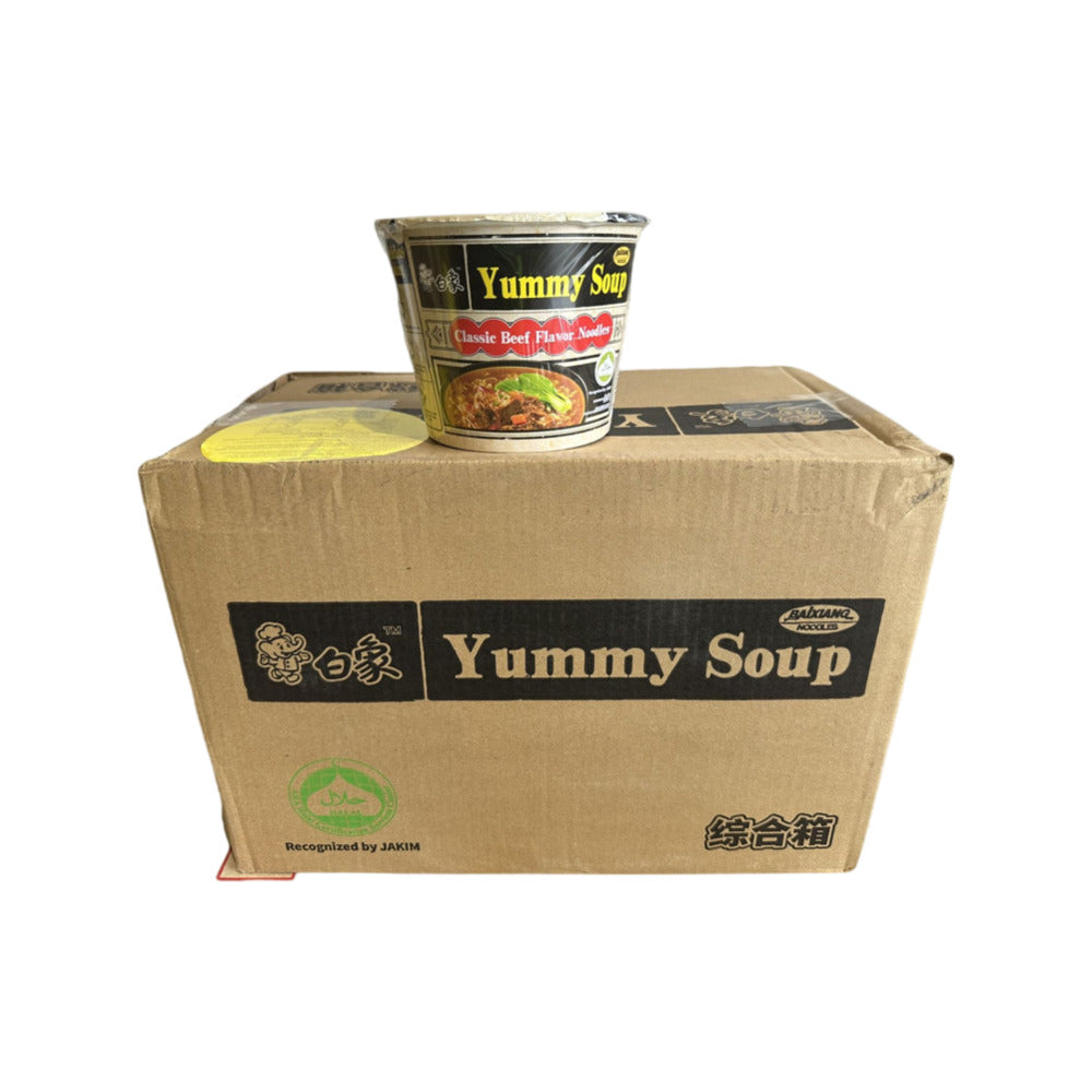 BaiXiang Yummy Soup Classic Beef Flavor Noodles - 105g x 12 Cups-1