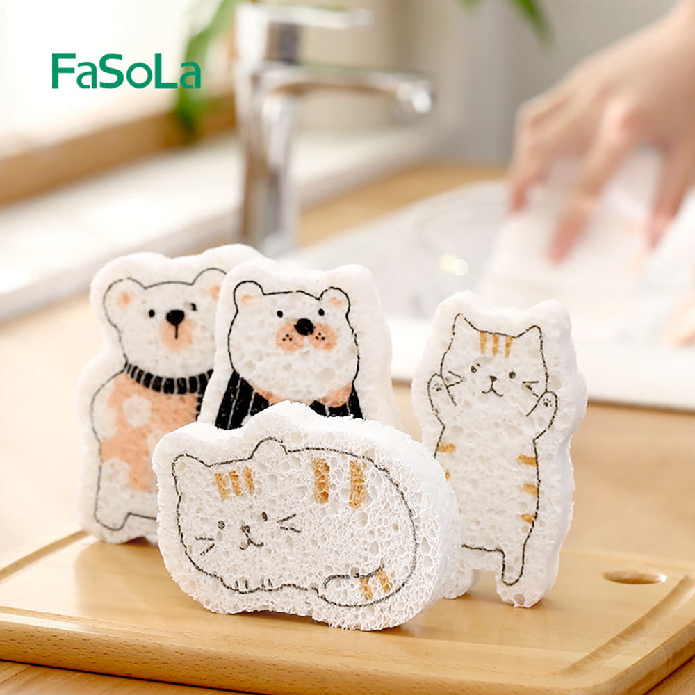 FaSoLa-Compressed-Wood-Pulp-Sponge-for-Kitchen-Cleaning---Cute-Bear-Design,-10.6*7.2cm-1