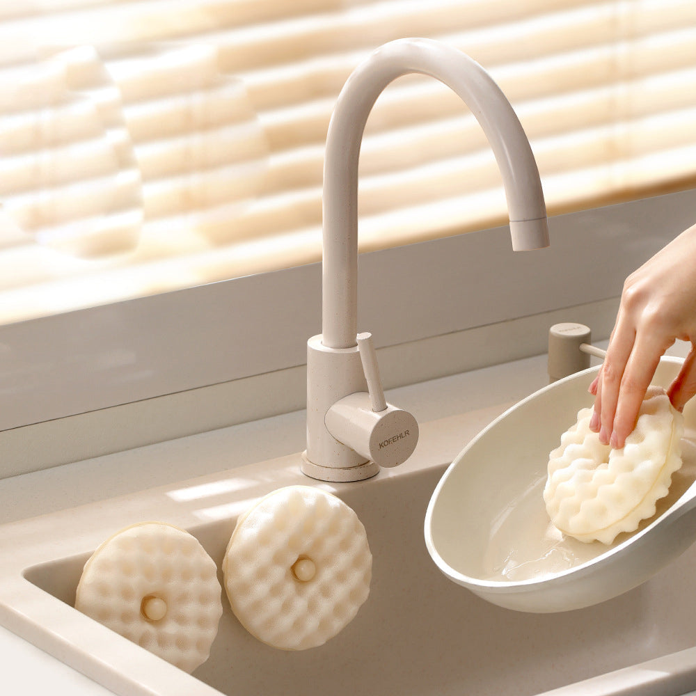 FaSoLa Suction Dish Brush with 1 Suction Cup and 2 Sponges - Beige