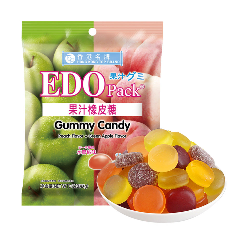 EDO-Fruit-Juice-Gummy-Candy---Peach/Green-Apple-Mixed-Flavours-120g-1