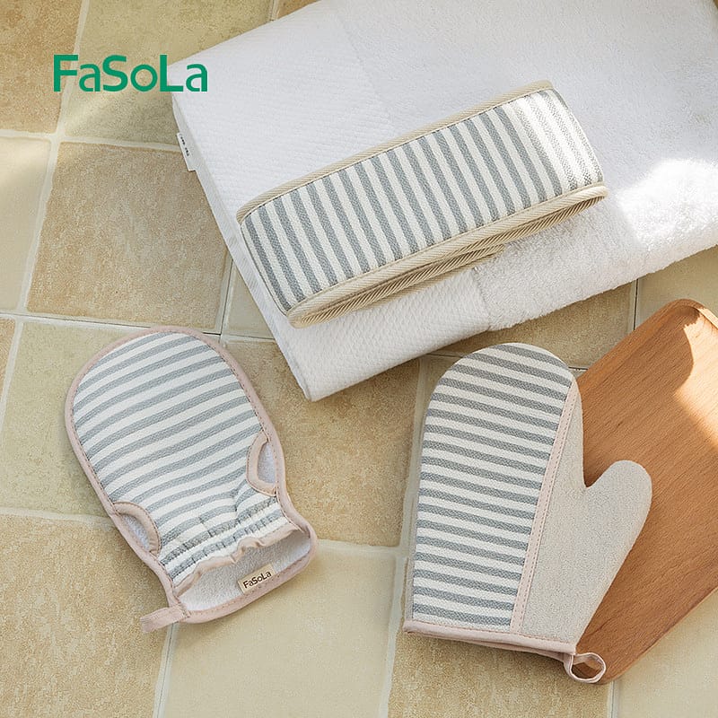 FaSoLa-Double-Sided-Striped-Bath-Glove---13.5*22.5cm-1