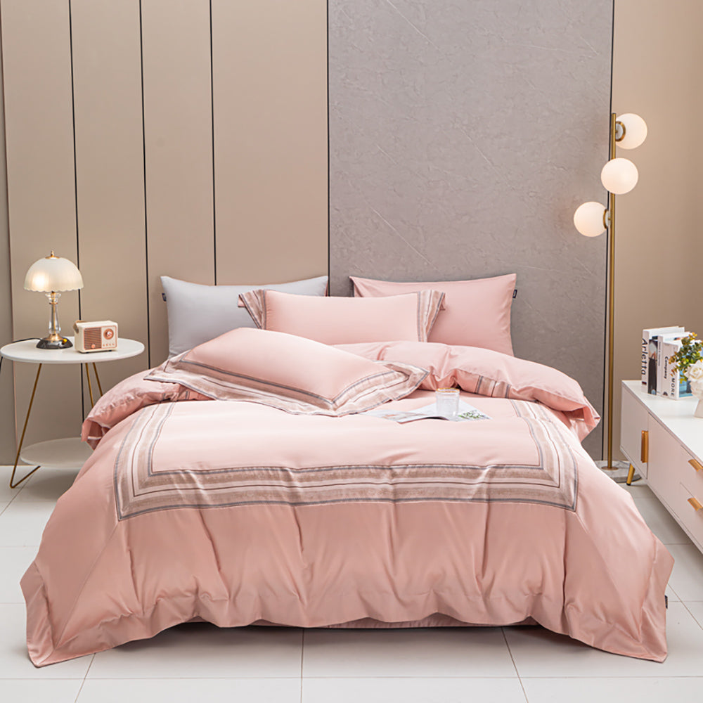 Heartin-Queen-Size-4-Piece-Bedding-Set---Pink,-Includes-2-Pillows-1