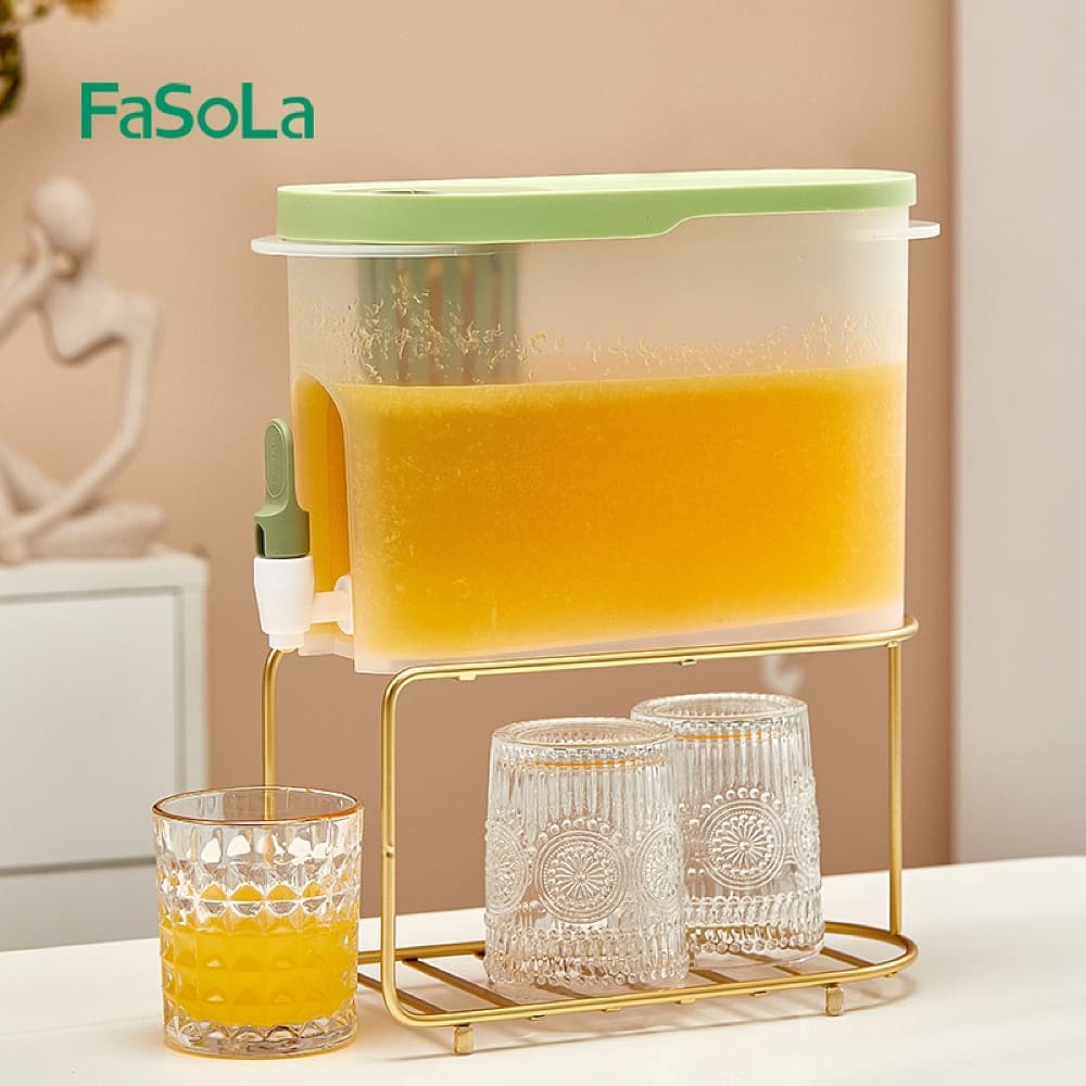 FaSoLa-Household-Transparent-Cold-Water-Pitcher-with-Faucet---Green,-3.9L-1