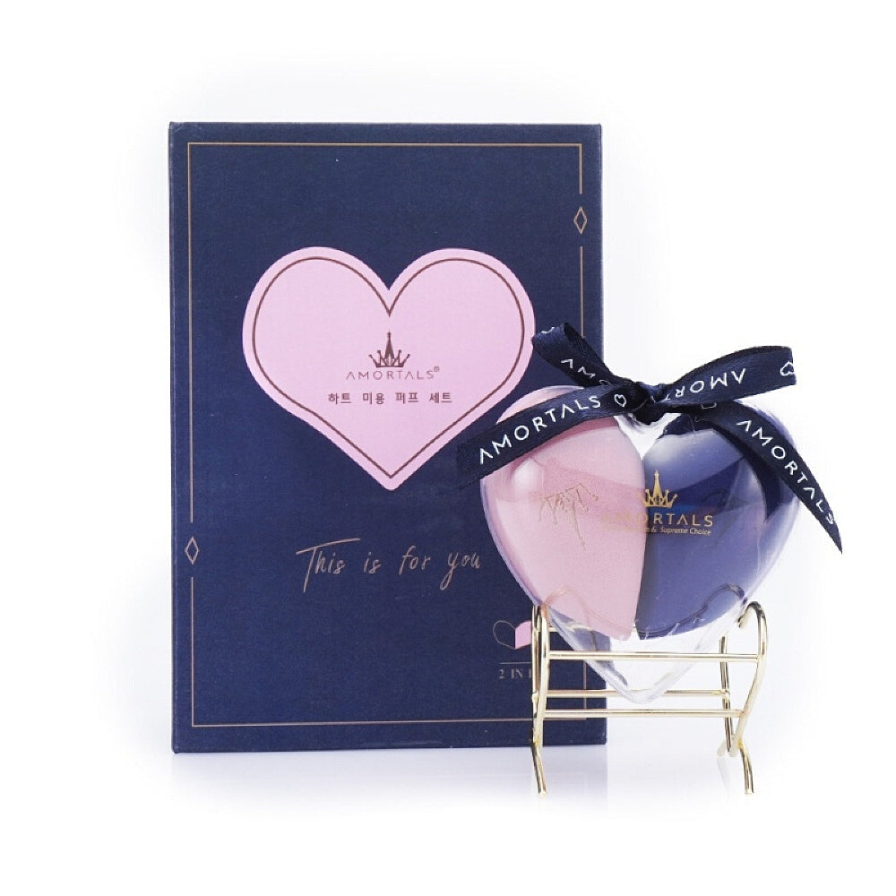 Amortals-Heart-Delight-Makeup-Sponge-Set,-Blue-&-Pink,-2-Pieces-with-Stand-1