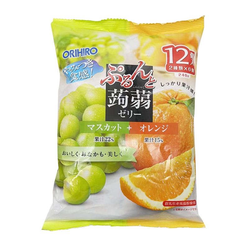 Orihiro-Japanese-Konjac-Jelly---Green-Grape-&-Orange-Flavor,-12-Pieces,-240g-1