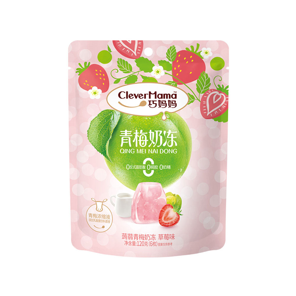 CleverMama-Green-Plum-Konjac-Milk-Jelly---Strawberry-Flavor,-6-Pieces,-120g-1