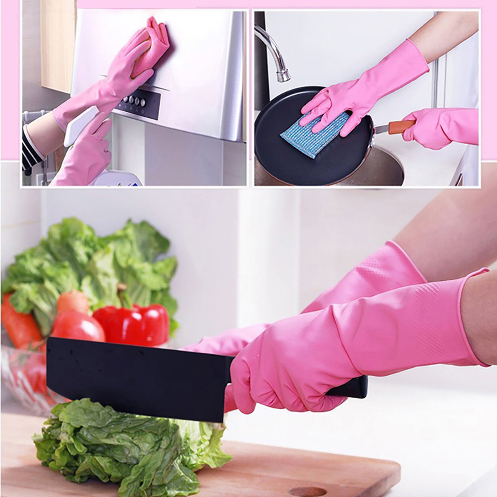 Household-Latex-Fleece-Lined-Gloves---Pink,-Size-M,-1-Pair-1