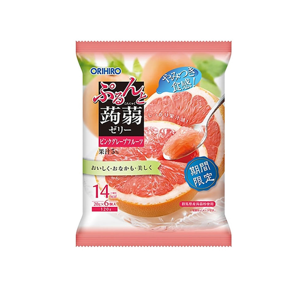 Orihiro-Konjac-Jelly-Limited-Edition-Low-Calorie-Pink-Grapefruit-Flavor---6-Packs,-120g-1