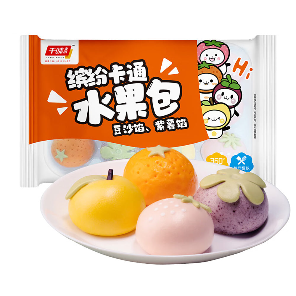 [Frozen]-Qianwei-Central-Kitchen-Mixed-Fruit-Buns-with-Red-Bean-and-Purple-Sweet-Potato-Flavour-360g-1