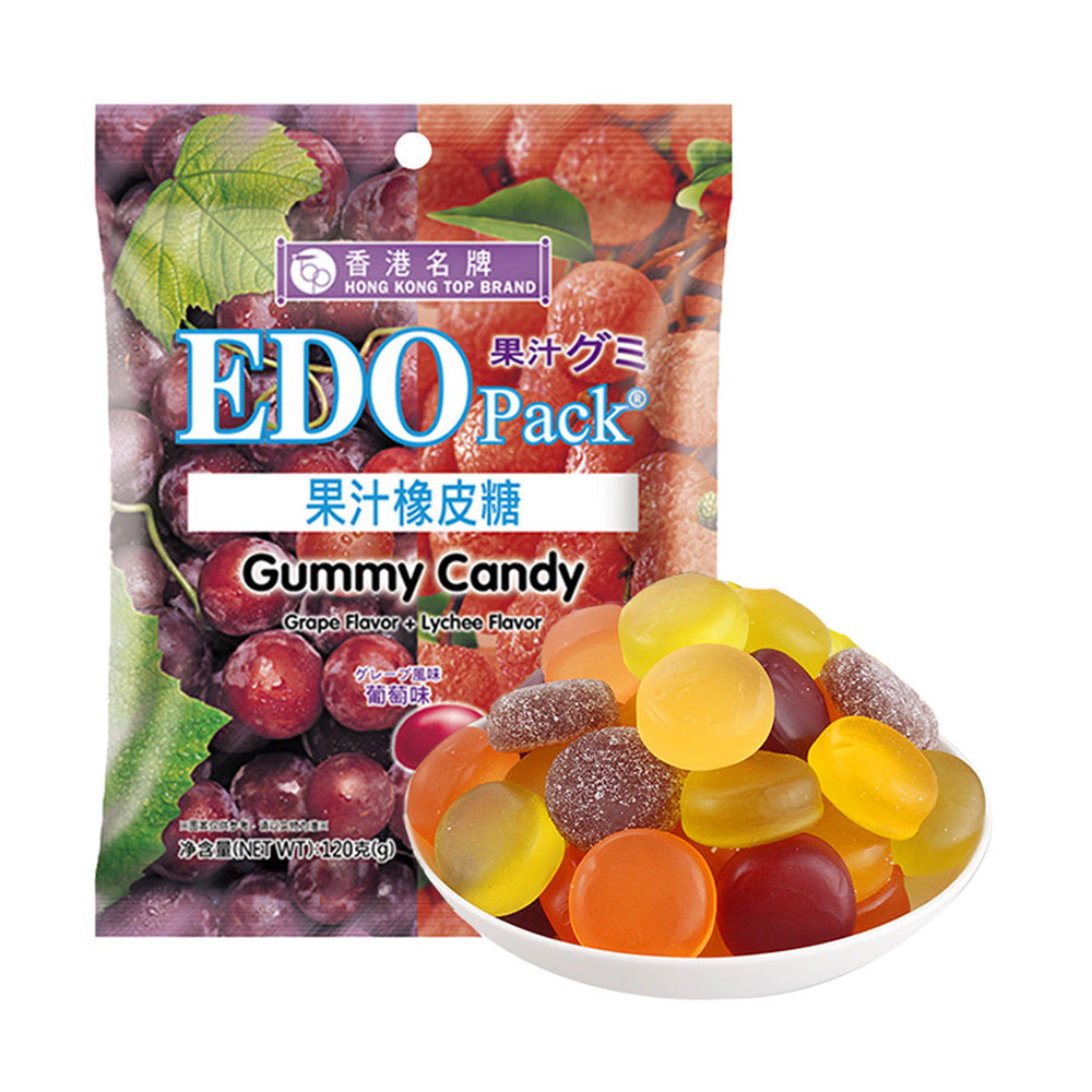 EDO-Fruit-Juice-Gummy-Candy---Grape/Lychee-Mixed-Flavours-120g-1