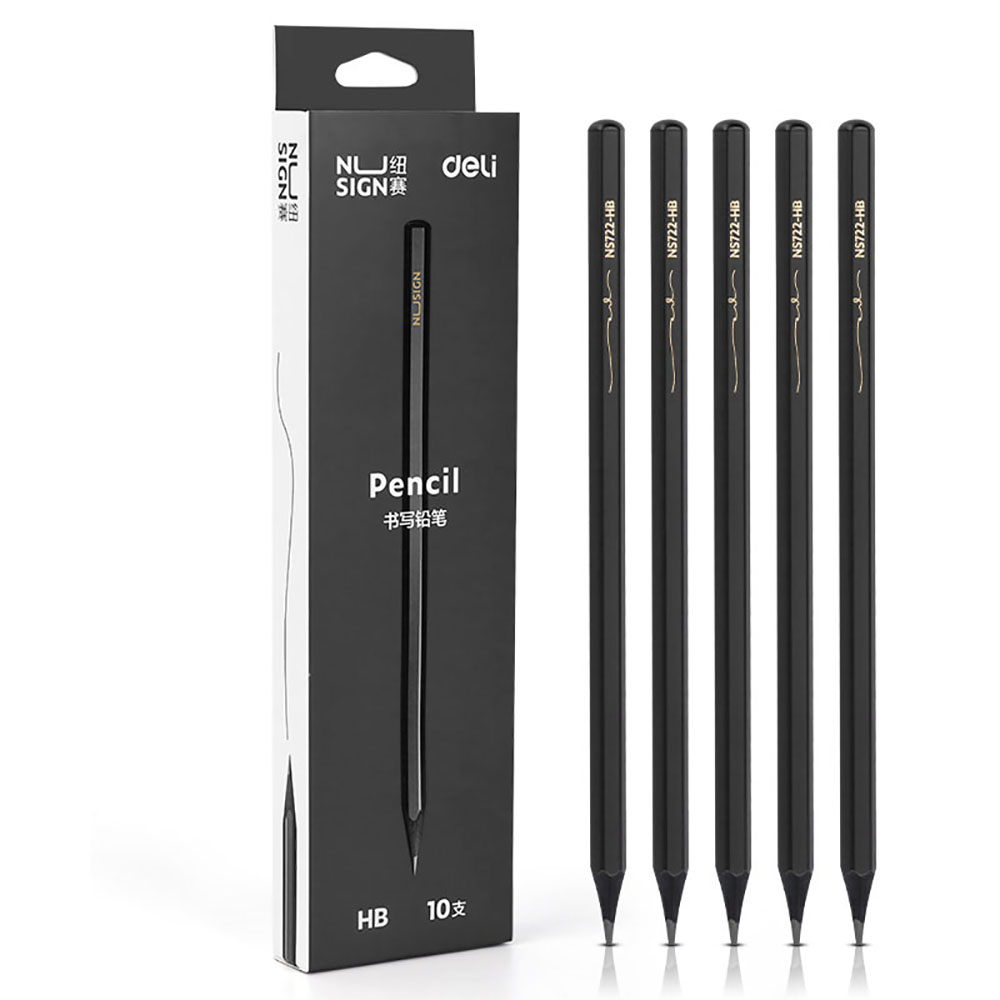 Deli-NLJ-Sign-Black-Wood-Pencils---Black,-10-Pack-1