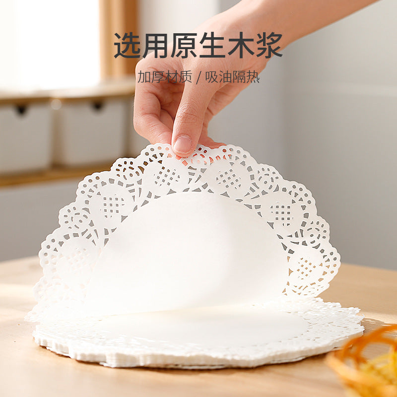 FaSoLa-Lace-Oil-Absorbing-Paper-for-Fried-Foods---White,-Oval,-16.5*23cm,-50-Sheets-1