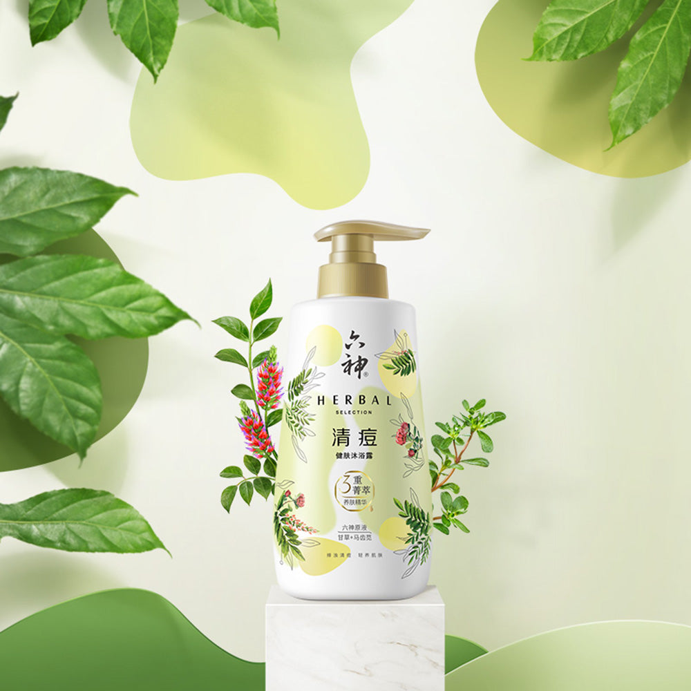 Liu-Shen-Acne-Clearing-&-Skin-Health-Shower-Gel-with-Licorice-&-Purslane,-450ml-1