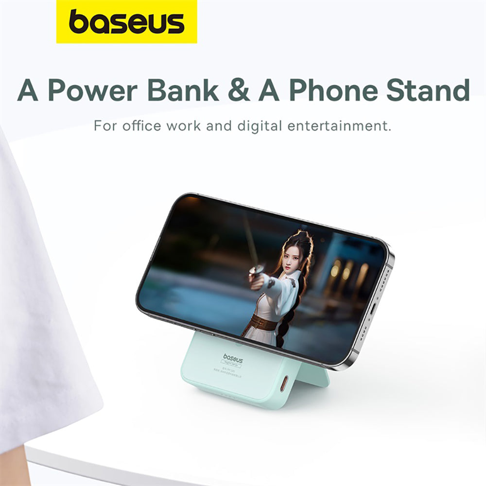 Baseus-MagPro-Magnetic-Wireless-Charging-Power-Bank-and-Stand-5000mAh-20W-Mint-Green-1