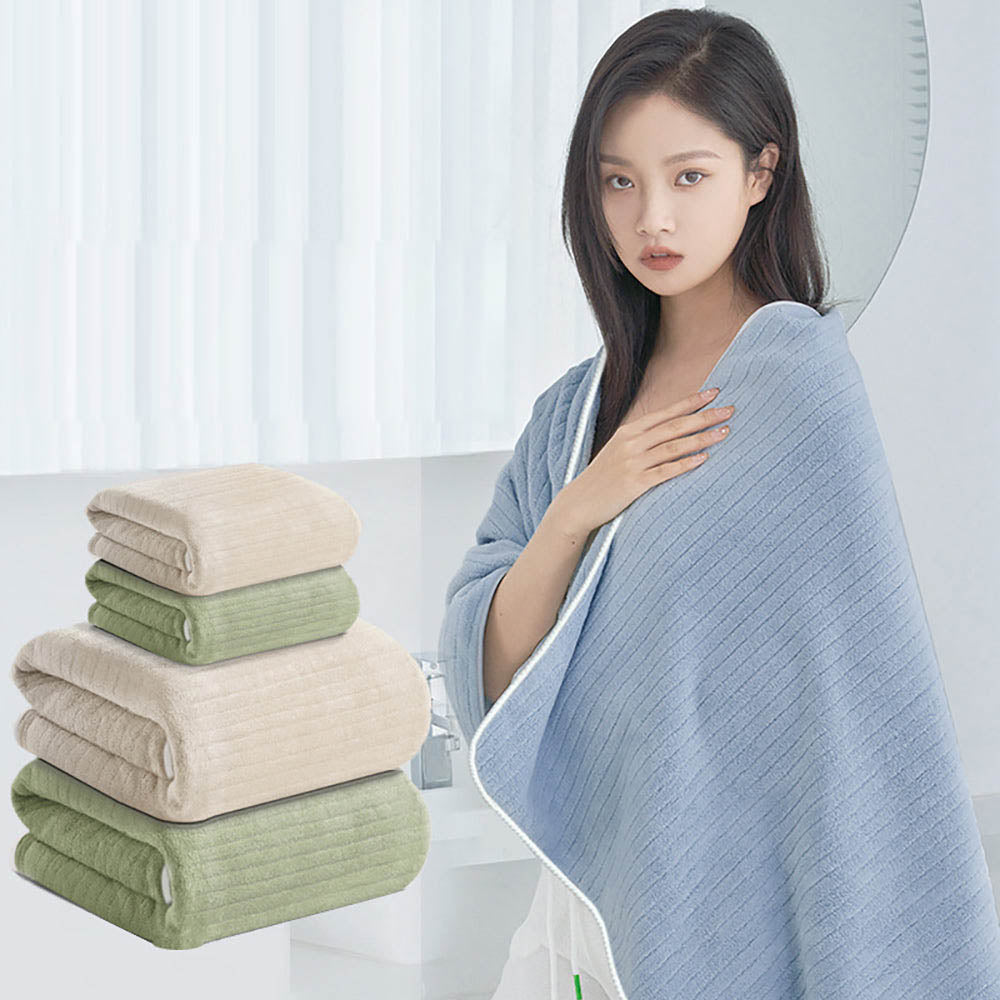 Sanli Coral Fleece Bath Towel - Wintergreen, 70x140cm