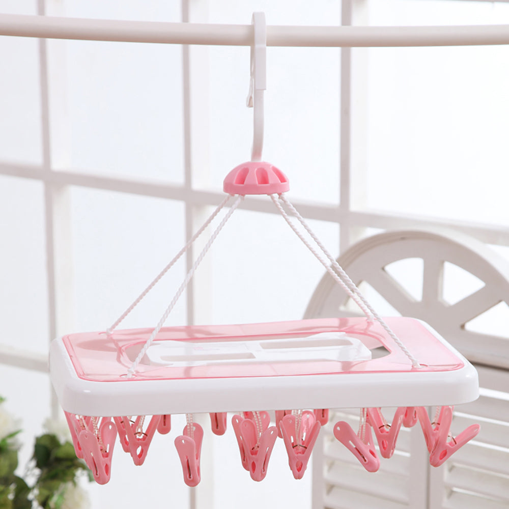 Oval-Clothes-Drying-Rack-with-18-Clips---Random-Green/Pink-1