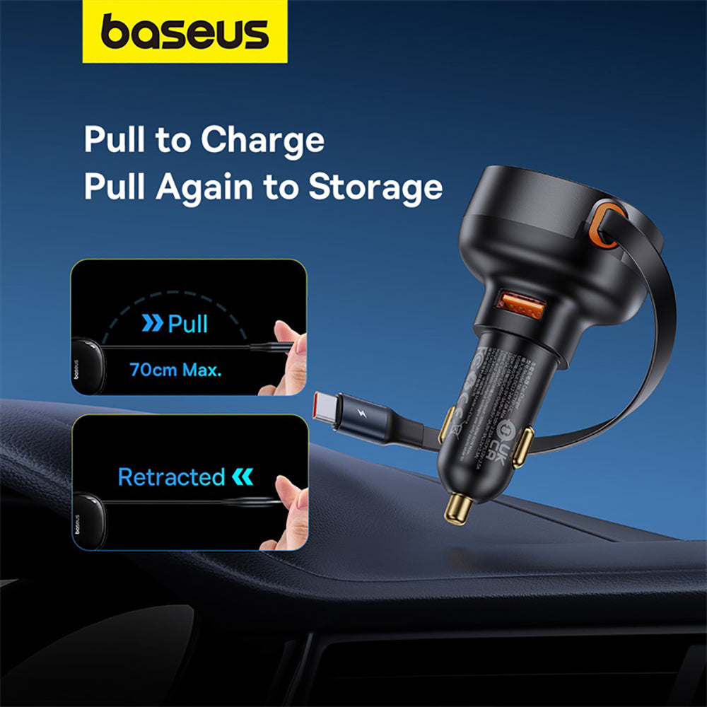 Baseus-Enjoyment-Pro-Car-Charger-with-U+Type-C-Retractable-Cable-60W---Starry-Black-1