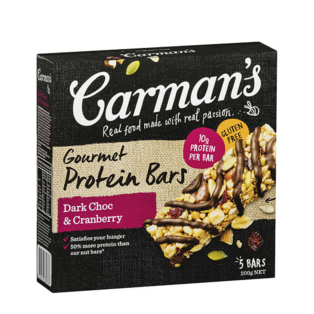 Carman's-Protein-Bars-Dark-Choc-&-Cranberry---5-Bars,-200g-1