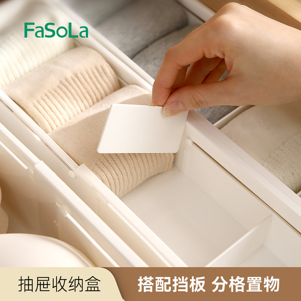 FaSoLa-Adjustable-Drawer-Organizer-Box---White,-Narrow-1