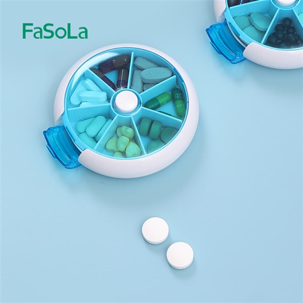 FaSoLa-Rotating-7-Compartment-Pill-Organizer---Blue,-9*2.5cm-1