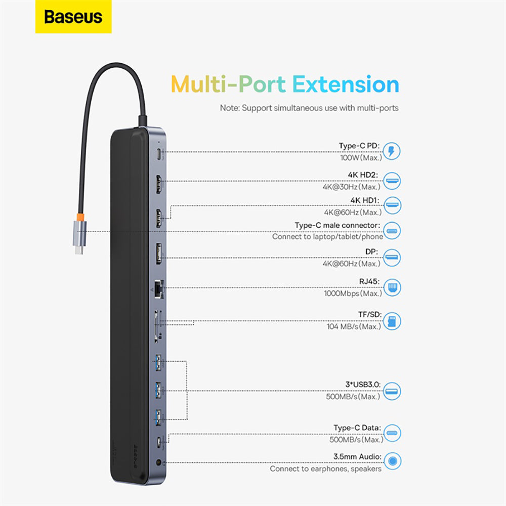 Baseus-EliteJoy-Gen2-12-Port-HUB-Docking-Station---Space-Gray-1