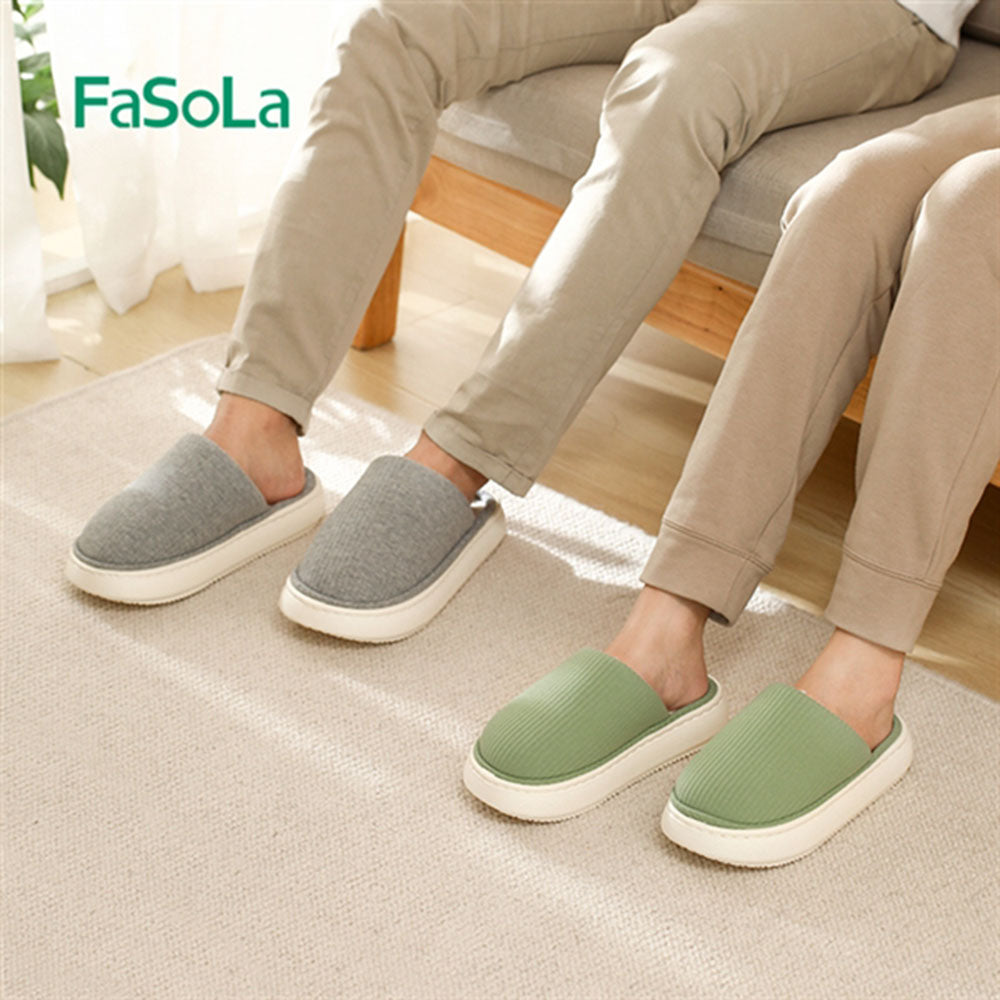 FaSoLa-EVA-Thick-Soled-Cotton-Slippers---Light-Gray,-Size-44/45-1