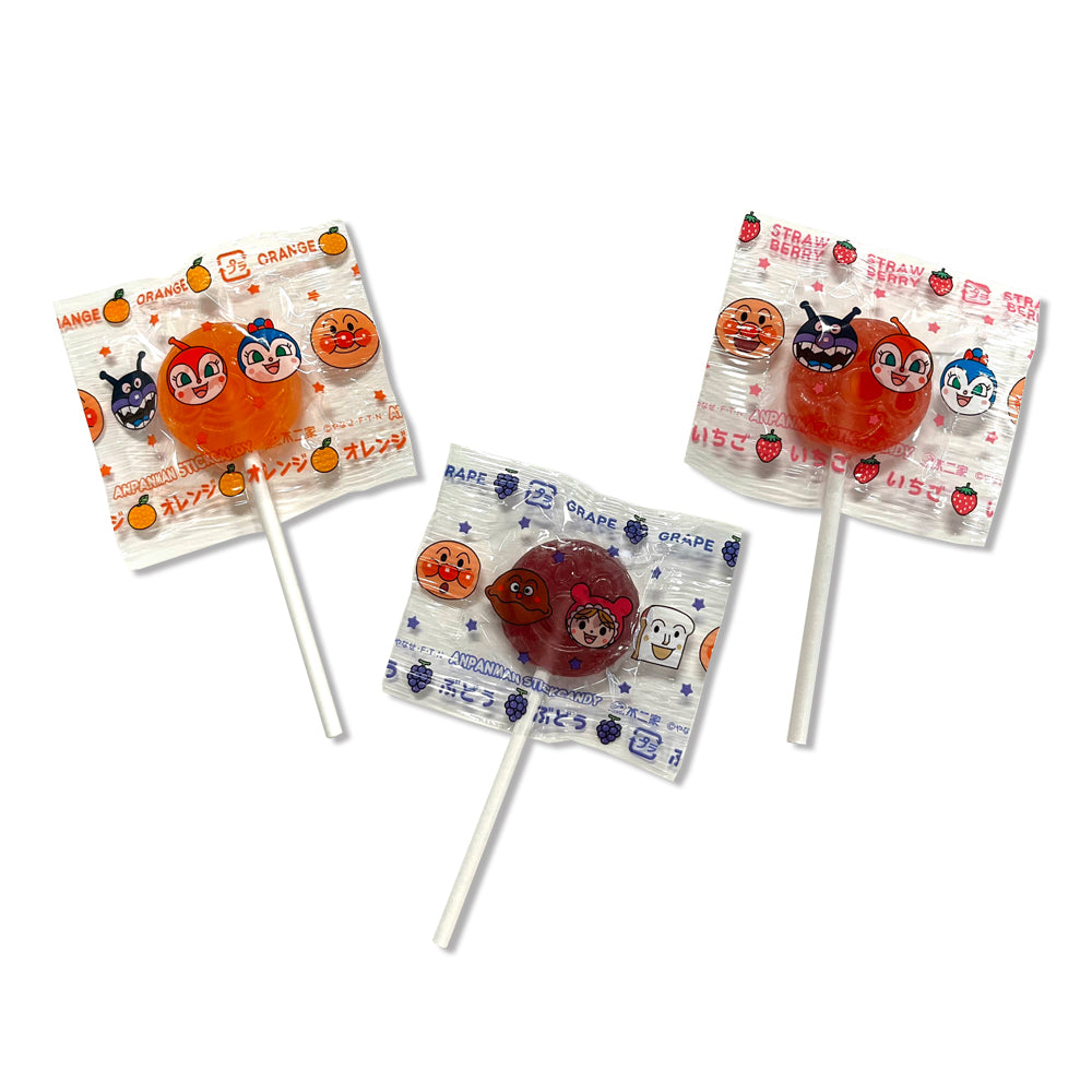 Fujiya-Anpanman-Children's-Lollipops---Green-Tea-Dental-Care-Edition,-6-Pieces,-3-Flavors,-34.8g-1