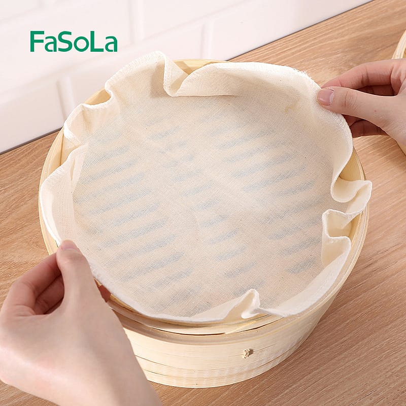 FaSoLa-Cotton-Steamer-Cloth---Beige,-30cm-Diameter,-5-Pieces-1