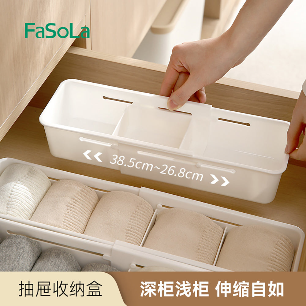 FaSoLa-Adjustable-Drawer-Organizer-Box---White,-Narrow-1