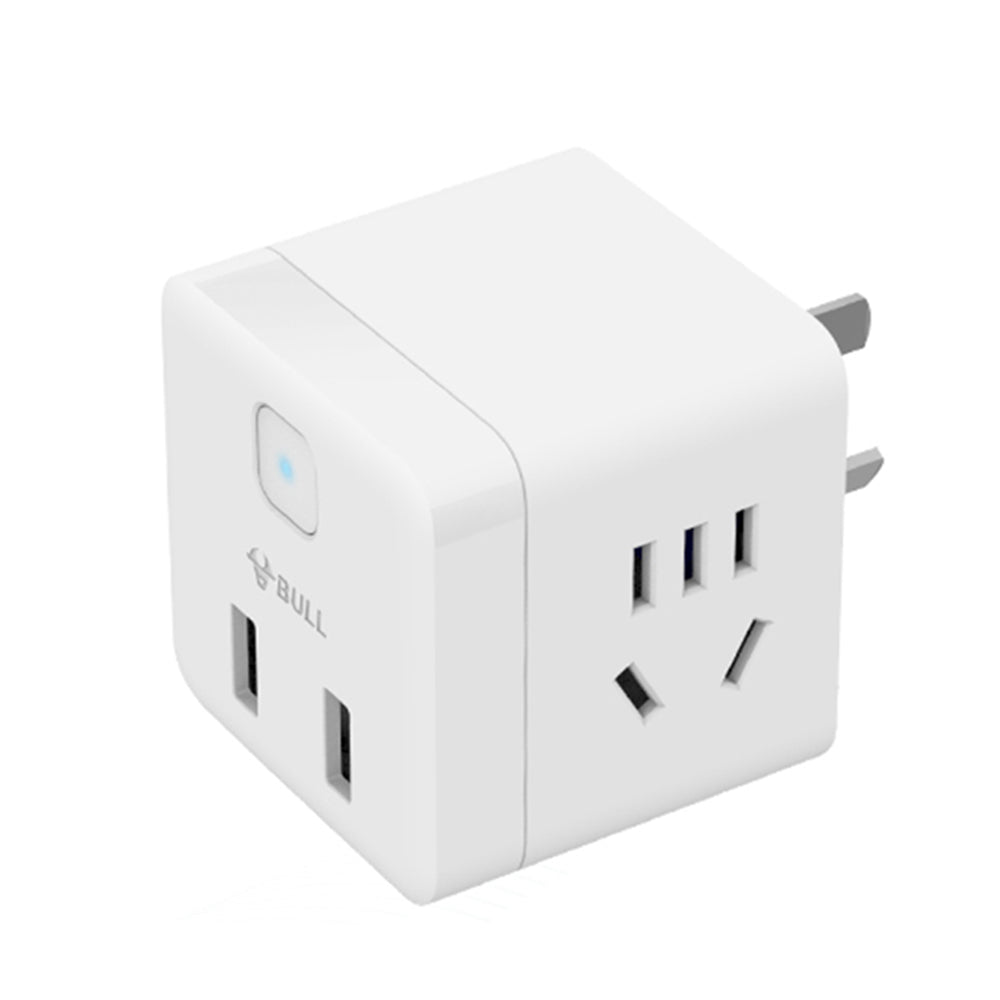 Bull-Brand-Mini-Magic-Cube-Adapter-with-2-Plug-Slots-+-2-USB-Wireless-U9B122---White-1