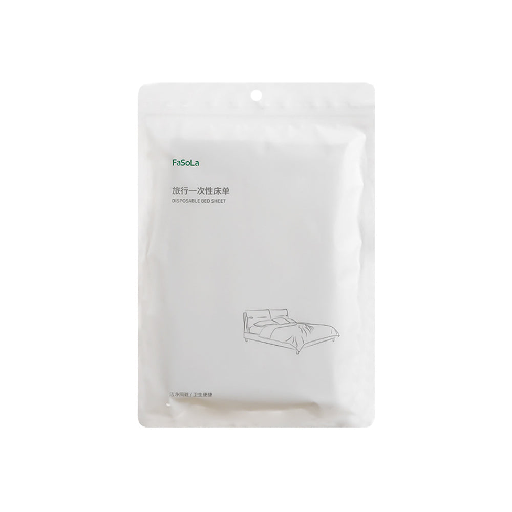 FaSoLa Disposable Travel Bed Sheet White 1.8m